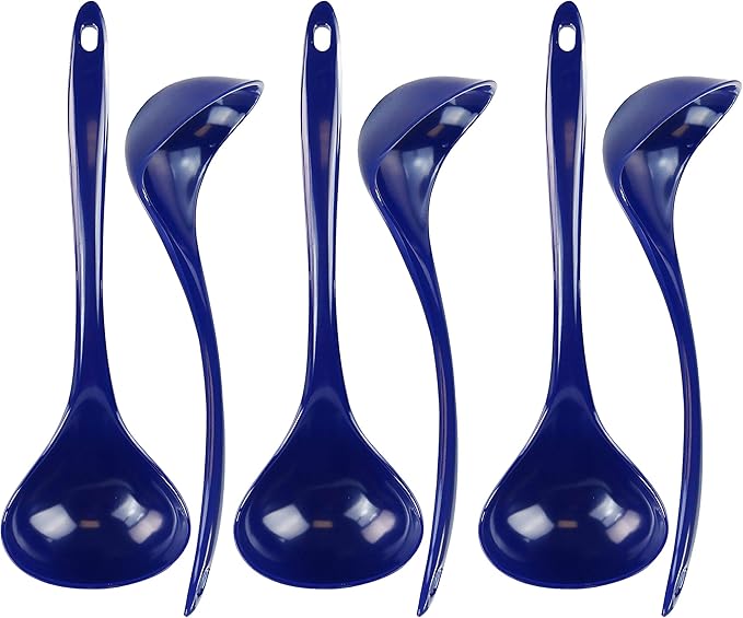 Reston Lloyd Melamine Soup Ladle Kitchen Utensil, Premium Quality Utensil with Heat Resistant Ergonomic Handle, Durable BPA-Free Plastic, 10.5 inch long, 6pc Set, Indigo by RestonLloyd