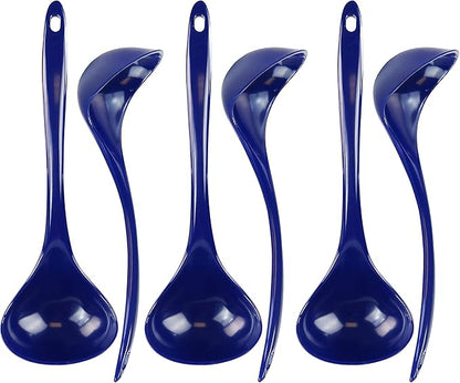 Reston Lloyd Melamine Soup Ladle Kitchen Utensil, Premium Quality Utensil with Heat Resistant Ergonomic Handle, Durable BPA-Free Plastic, 10.5 inch long, 6pc Set, Indigo by RestonLloyd