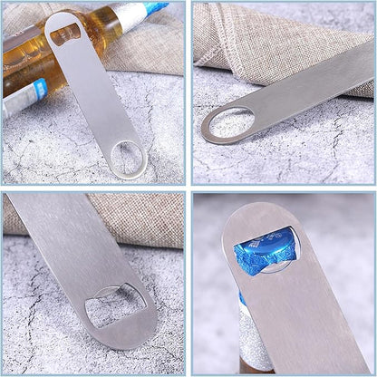 100 Pack Flat Beer Bottle Opener 7 inch Stainless Steel Flat Bottle Opener Beer Bottle Openers for Bartender Kitchen Bar Restaurant (Silver) - Image 5