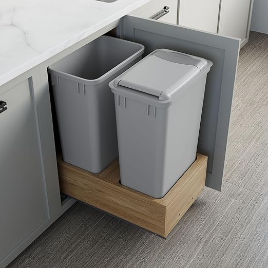 Dowell Double 50Qt Undermount Trash Pull-Out Waste Container with Full Extension Soft-Close Slides, Bottom Mounted, Face Frame/Frameless Min. Cabinet Opening: 15-1/2 Inch Wide-4008 0218 50 - Image 5