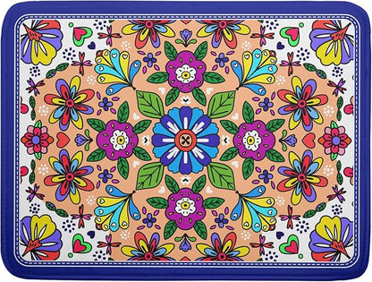 Mexican Talavera Dish Drying Mat Navy Blue Large Microfiber Dish Drain Pad for Kitchen Decor 18 x 24 In by Giwawa