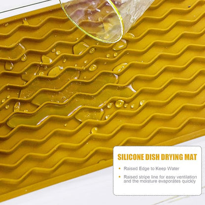 Silicone Dish Drying Mat for Multiple Usage, Easy clean, Eco-friendly, Heat-resistant Dish Drainer Mat for Kitchen Counter,Sink,Refrigerator or Drawer liner (12" x 6", Yellow) - Image 4