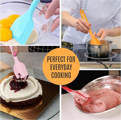 NEXTOP Silicone Spatula 8 Piece Set, Heat-Resistant Non-stick Rubber Spatulas Heat Resistant Seamless One Piece Design Non-Stick Flexible Scrapers Baking Mixing (8.3" Inches)