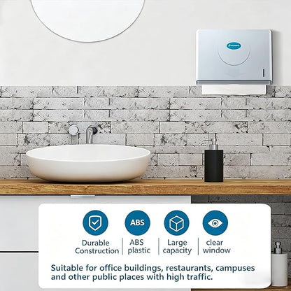 Folded Paper Towel Dispenser Wall: Modunful Compact ABS Dispenser with Clear Window - Holds 200 C-Fold & Multi-Fold Towels for Home Bathroom Kitchen - Image 2