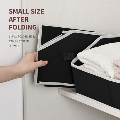 Homsorout Clothes Organizers and Storage - Fabric Cube Bins with Handles, Storage Baskets for Shelves, Trapezoid Collapsible Boxes for Home, Dorm, Office, 10 Pack, Black - Image 6