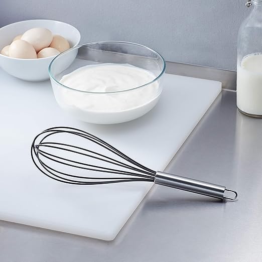 Amazon Basics Stainless Steel and Silicone Non-Stick Coated Whisk Set for Beating and Whisking, Dishwasher Safe, 8", 10", and 12", Pack of 3, Black - Image 5