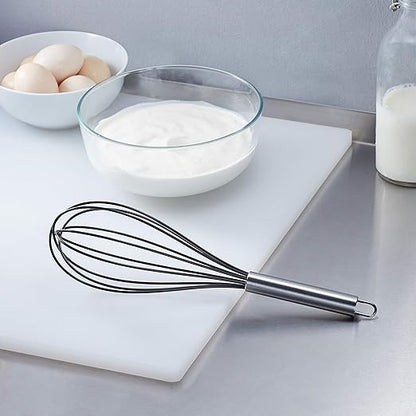 Amazon Basics Stainless Steel and Silicone Non-Stick Coated Whisk Set for Beating and Whisking, Dishwasher Safe, 8", 10", and 12", Pack of 3, Black - Image 5
