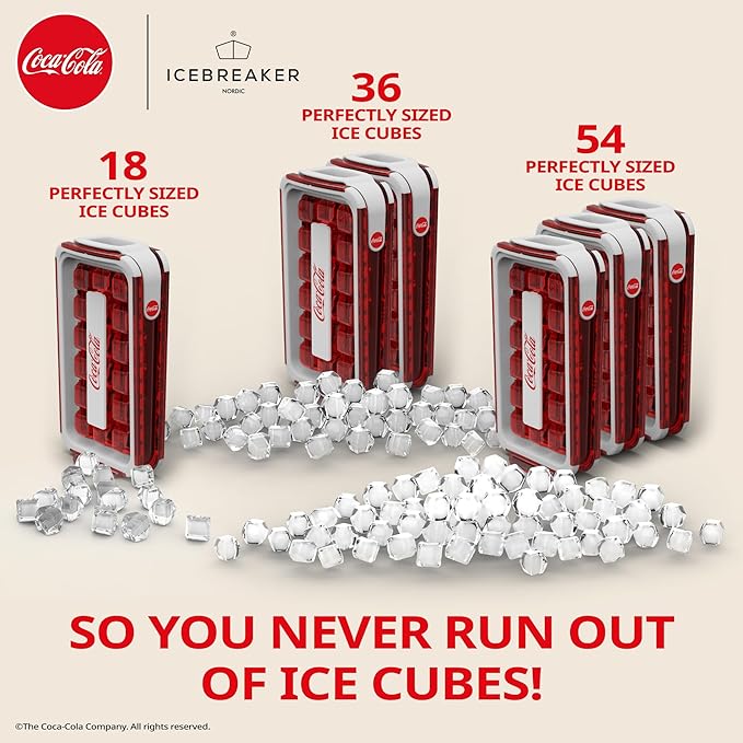ICEBREAKER Nordic POP Ice Cube Tray With Lid and Coca-Cola® Design - NO SPILL Ice Cube Trays For Freezer - NO TOUCH Trays For Freezer With Lid - Make And Serve 18 Ice Cube Without Touching the Ice - Image 5