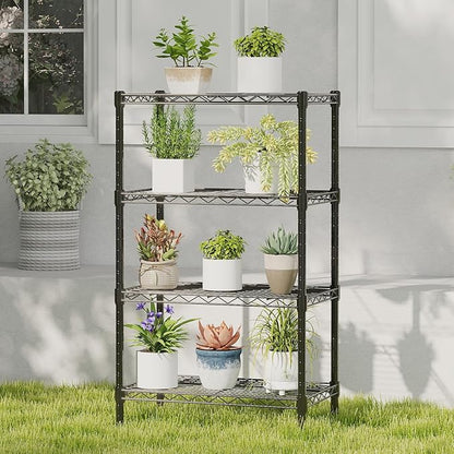DUMOS 4-Tier Metal Wire Storage Shelves, Adjustable Standing Storage Rack Shelf, Heavy Duty Steel Shelving Unit Organizers for Kitchen Bathroom Pantry Garage, 23.2" W×13.4" D×47.1" H, Black