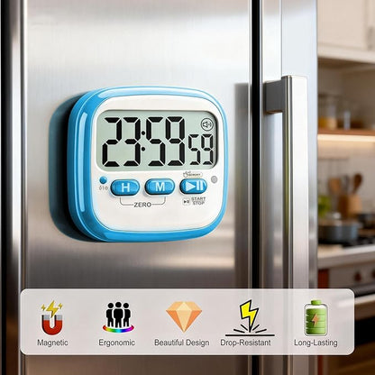Antonki 2 Pack Classroom Timers for Kids Teachers, Magnetic Countdown Digital Kitchen Timer for Cooking, Study, Exercise, Games, Time Mangement - Loud/Silent Mode - Battery Included - Image 4