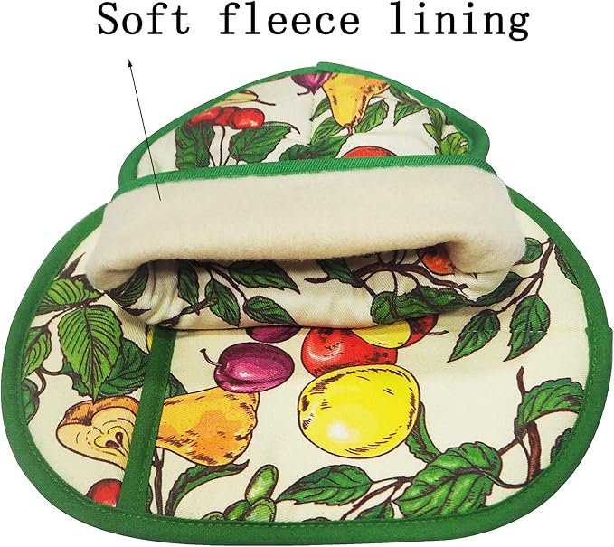 Pot Holders Set of 2 with Transparent Clear Silicone Shell and Nice Fruit Flower Cotton Lining, Heat Resistant to 500 F Kitchen Oven Gloves Pot Holder for Cooking (Fruit Flower, Potholders) - Image 5