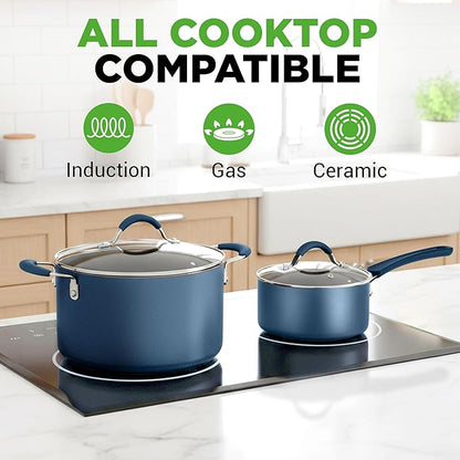 NutriChef Professional 20 Pc Pots and Pans Set Non Stick in Navy Blue - Includes Bakeware & Utensils, Induction Ready, Easy Clean - Image 2