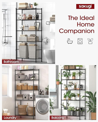 Sakugi Storage Shelves - 5 Tier Shelf Organizer, Heavy Duty Garage Shelving Unit with Leveling Feet, Stable Metal Shelves Organizer for Pantry, Kitchen and Closet, 33.0" W x 12.6" D x 72.0" H, Black - Image 5