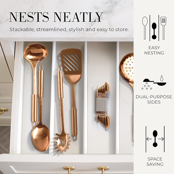Copper Measuring Spoons Set with Leveler – 8-Piece Double-Sided Nesting Magnetic Measuring Spoons, Stackable & Spice Jar Friendly – Stylish Copper Kitchen Accessories and Decor for Baking and Cooking - Image 6