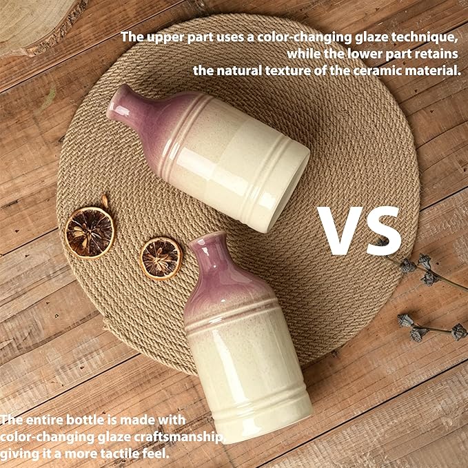 Ceramic Olive Oil Dispenser Bottle for Kitchen, Large Capacity 23.6oz/700ml Gradient Purple with Gold Spout, Suitable for Storage Olive Oil, Vinegar, Soy Sauce, Lemon Juice