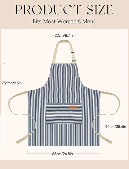 Cardkiss 2 Pack Kitchen Cooking Aprons, Soft Aprons for Women Men with 2 Pockets Chef Apron with Adjustable Neck Strap and Long Tie - Image 7