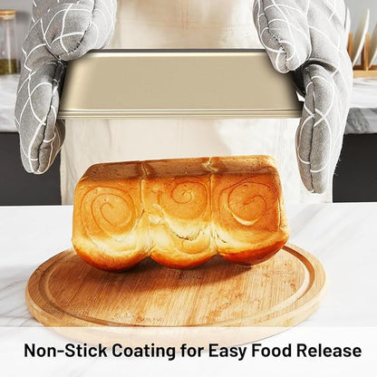 CasaCulina Baking Pans Set, 5-Piece Nonstick Bakeware Sets with Round/Square Cake Pan, Muffin Loaf Roast Pan, Baking Sheets for Oven, Kitchen Cookware Sets Baking Tray Baking Supplies, Gold