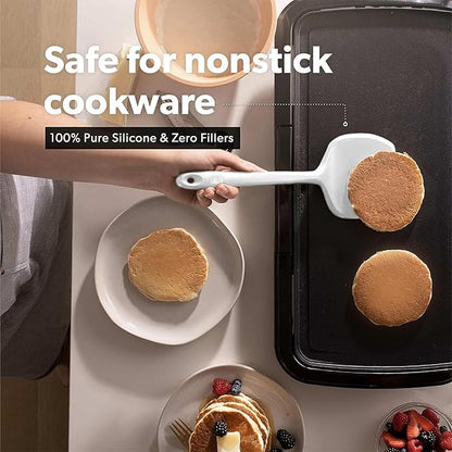 New DI ORO Seamless Series Moda 4-Piece Silicone Turner Spatula Set - 600°F Heat-Resistant Flexible Kitchen Spatulas for Nonstick Cookware - Flippers for Eggs & Pancakes - Utensils for Cooking (Stone) - Image 3