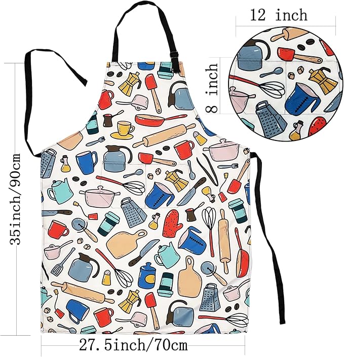 Adjustable Waterproof Apron Bib Apron with 2 Pockets Cooking Kitchen Aprons for Women Men Chef