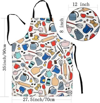Adjustable Waterproof Apron Bib Apron with 2 Pockets Cooking Kitchen Aprons for Women Men Chef