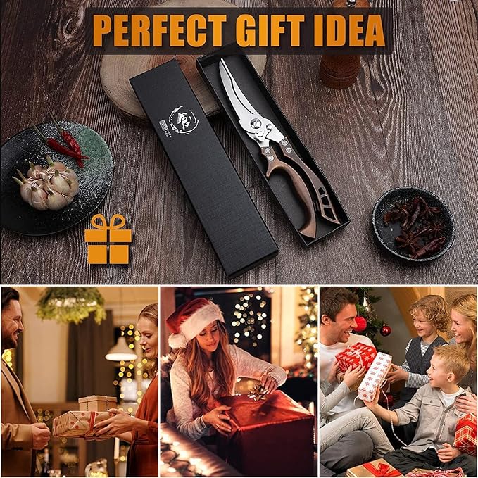 Dream Reach Poultry Shears, Heavy Duty Kitchen Shears with Serrated Edge, No Rust Spring Loaded, Multipurpose Stainless Steel Kitchen Scissors for Chicken, Bone, Meat, Turkey, Fish Thanksgiving Gifts