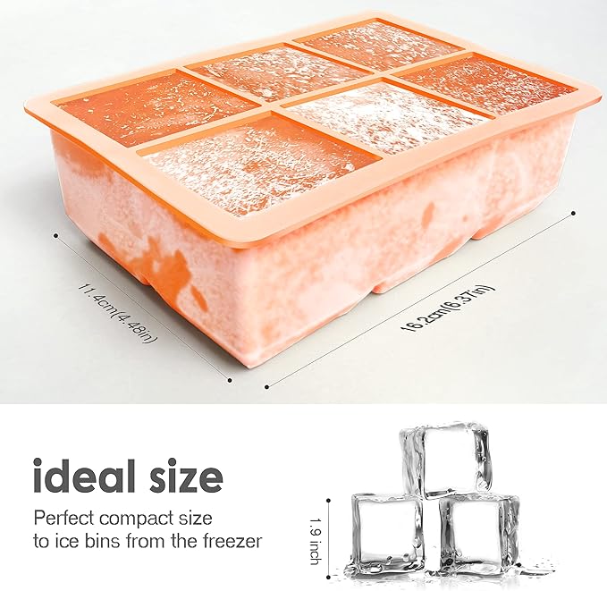 Excnorm Silicone Ice Cube Trays 3 Pack - Large Size Silicone Ice Cube Molds with Leak Proof Removable Lid Square Ice Cube Tray And BPA Free for Cocktail,Whiskey, Stackable Flexible Ice - Image 3