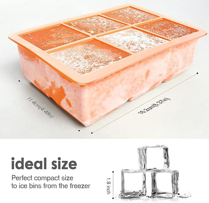 Excnorm Silicone Ice Cube Trays 3 Pack - Large Size Silicone Ice Cube Molds with Leak Proof Removable Lid Square Ice Cube Tray And BPA Free for Cocktail,Whiskey, Stackable Flexible Ice - Image 3