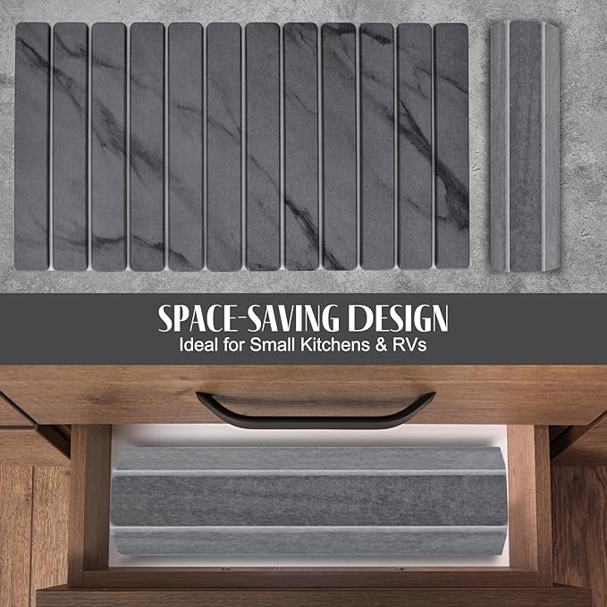 2 PCS Extra Large Stone Dish Drying Mat for Kitchen Counter, 28"×16" Marble Dish Drying Mat with 8"x 4" Coasters, Non - Slip Collapsible Absorbent Stone Dish Drying Mat for Multi - Purpose - Image 3