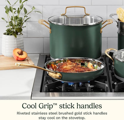 Cuisinart Cookware Set, 11 Piece Stainless Steel Cookware Pots and Pans, Home and Kitchen Durable Stainless Steel for Everyday Cooking, Matte Thyme, MT89G-11 - Image 5
