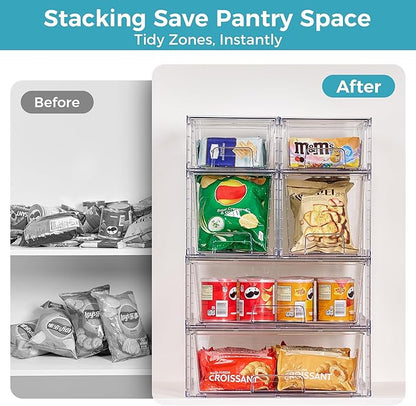 Vtopmart 6 Pack Clear Stackable Storage Drawers,Easy to Assemble Pantry Organizers and Storage with handles,Plastic Drawers for Kitchen Pantry,Cabinet,Under Sink Organization - Image 5