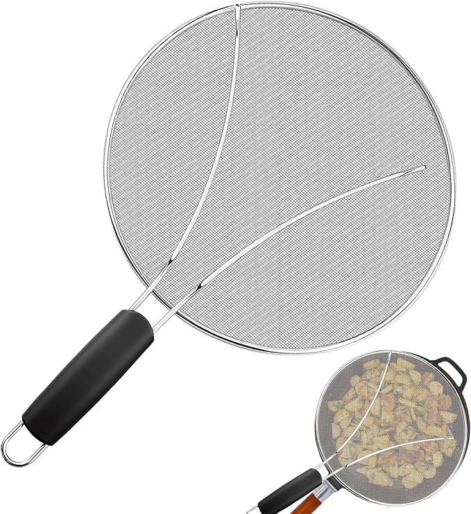 Splatter Screen for Frying Pan - 10’’ Stainless Steel Grease Splatter Guard with Grip Handle- Ultra Fine Mesh Cover Oil Splash when Sizzling Bacon, Cooking Fried Chicken or Popcorn by Unknown