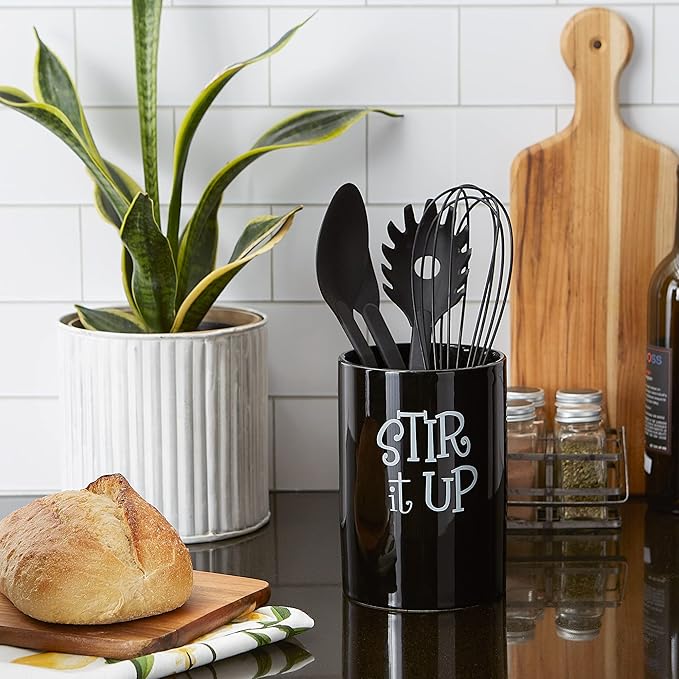 DII Kitchen Accessories Retro Collection, Ceramics, Utensil Holder, Black - Image 3