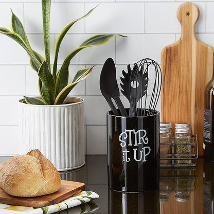 DII Kitchen Accessories Retro Collection, Ceramics, Utensil Holder, Black - Image 3
