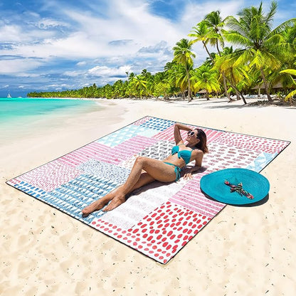 HIHOHO Beach Blanket Waterproof Sandproof Extra Large Beach Mat 79" X 83"/120"x108"for 1-8 Adults Quick Drying Durable Outdoor Picnic Mat for Beach Travel Camping Hiking