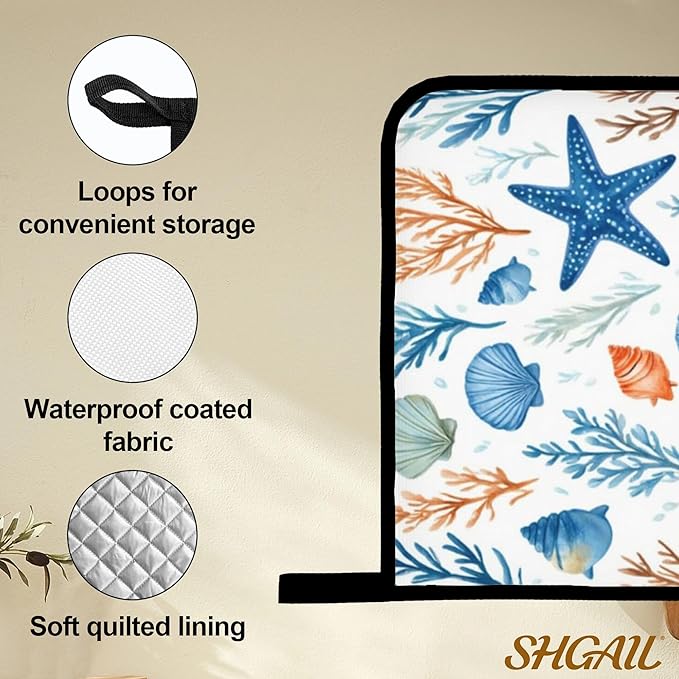 Starfish Shell Pattern Oven Gloves and Hot Pads Set - Heatproof Hand Protection for Baking, Grilling, Cooking 4Pcs