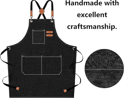AFUN Chef Aprons for Men Women with Oversized Pockets, 16-Ounce Cotton Canvas Cross Back Heavy Duty Work Apron (Black) - Image 5