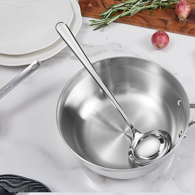 KEAWELL Premium 11" Verona Small Soup Ladle, 18/10 Stainless Steel, Heavy-Duty Construction, High-Polished Finish, Ergonomic Handle for Smooth Pouring, Dishwasher Safe (1, 11" Soup Ladle)