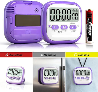 Antonki 2 Pack Classroom Timers for Kids Teachers, Magnetic Countdown Digital Kitchen Timer for Cooking, Study, Exercise, Games, Time Mangement - Loud/Silent Mode - Battery Included - Image 3