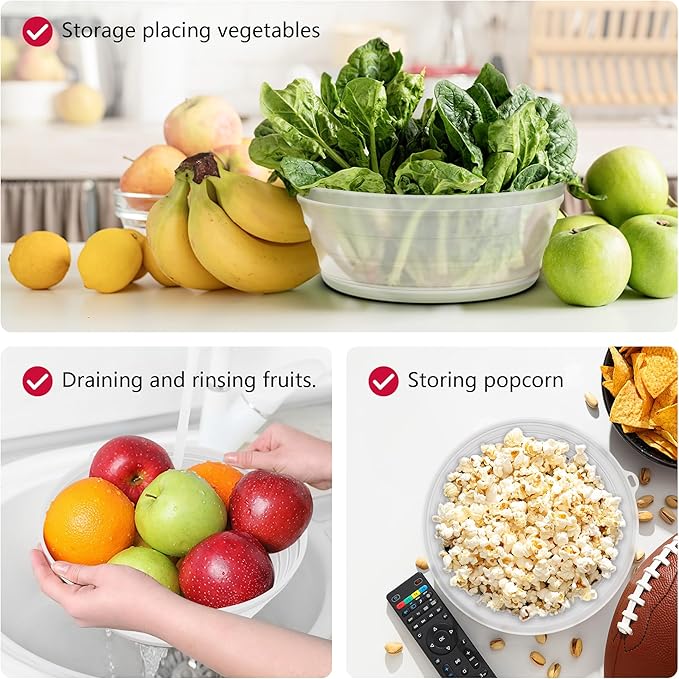 WVM Microwave Splatter Cover Vented for Food with Hook Hole, Splatter Guard & Colander Kitchen Gadget for Food, Meal Prep, Clear, M(11"x3.26")-Pack of 1