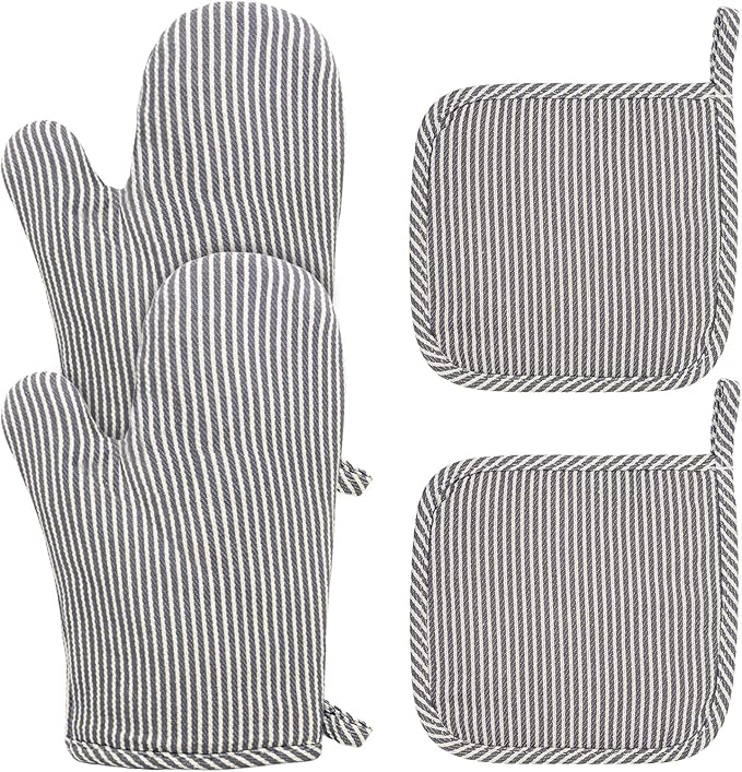 4 Pcs Oven Mitts and Pot Holders Heat Resistant Oven Mitts Sets Non Slip Oven Mitt and Pot Holders for Baking Cooking by Unknown