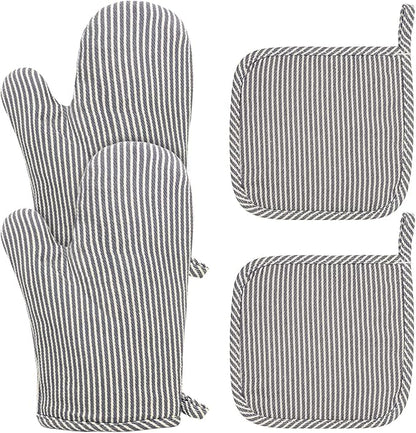 4 Pcs Oven Mitts and Pot Holders Heat Resistant Oven Mitts Sets Non Slip Oven Mitt and Pot Holders for Baking Cooking by Unknown