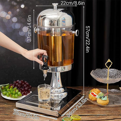 Gisafai 3 Pcs 2 Gallon Drink Dispensers for Parties, Beverage Dispenser with Stand, Stainless Steel Hot Cold Juice Dispenser with Centre Ice Core and Drip Trays for for Beer, Water Lemonade