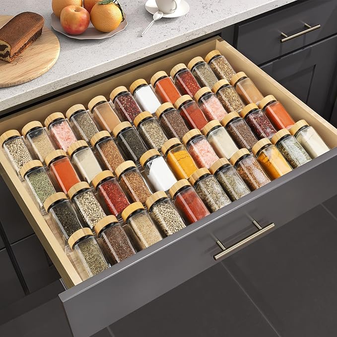 Suneerplay Spice Drawer Organizer 4 Tier, Acrylic Seasoning Organizer Rack, Clear Spice Rack Tray, Kitchen Seasoning Jars Drawers Insert (Jars Not Included/Expandable From 9" to 18") - Image 5