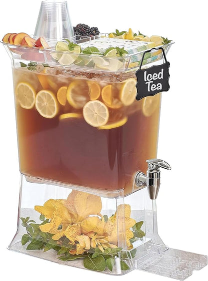 Buddeez Tritan™ Beverage Dispenser with Party Top Lid and Drip Tray - 3 Gallon Drink Dispenser - Drink Dispenser - BPA Free