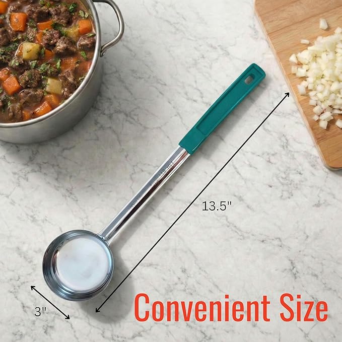 4 Ounce Solid Stainless Steel Portion Control Ladle Spoon for Measuring and Serving; Commercial Grade Serving Scoops [Pack of 12] - Image 6