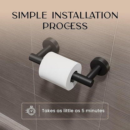 Day Moon™ - Toilet Paper Holder - Modern Roll Holder for Bathroom - 1 Pack - Wall Mount - Classic, Black - Image 4