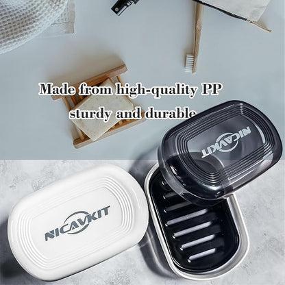 2Pack Travel Soap Container, Leakproof Travel Soap Box Bar Soap Dish Case with Silicone Band,Portable Soap Case with Lid for Bathroom, Camping, Gym, Travel
