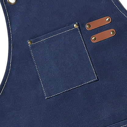 AFUN Chef Aprons for Men Women with Oversized Pockets, 16-Ounce Cotton Canvas Cross Back Heavy Duty Work Apron (Dark Blue) - Image 4