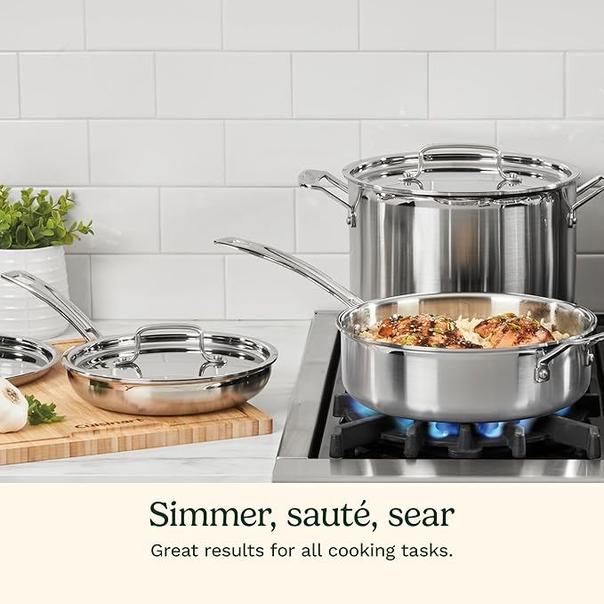 Cuisinart 15 Piece Cookware Set, MultiClad Pro Triple Ply, Silver, MCP-15N - Image 6