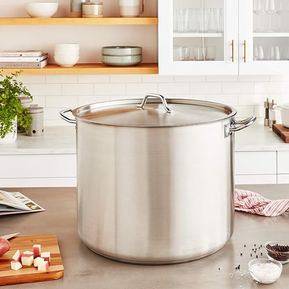 Winware Stainless Steel 80 Quart Stock Pot with Cover, Silver - Image 2